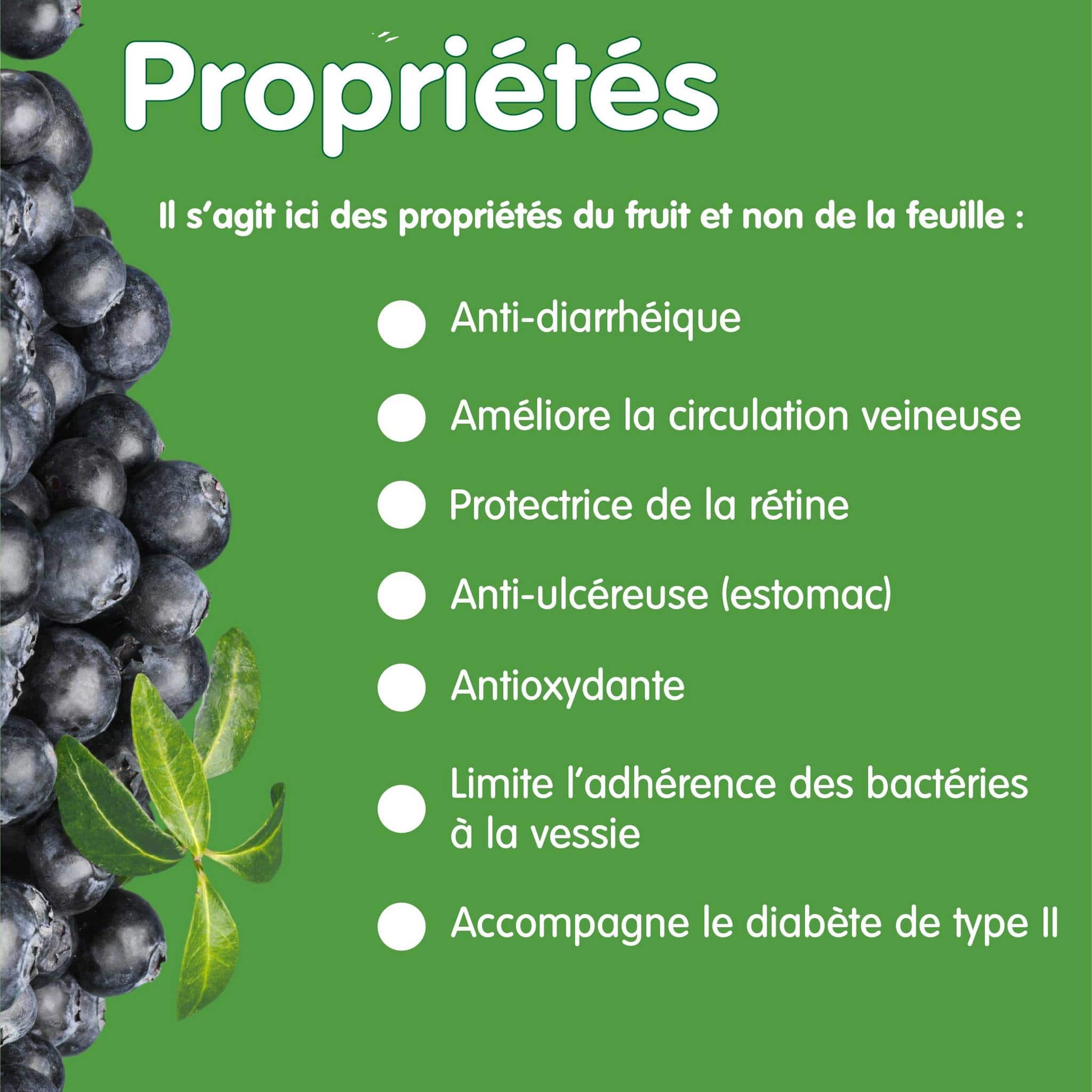 Propriétés de la myrtille